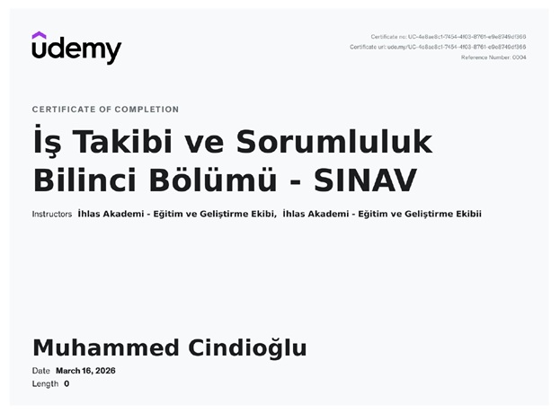 İş Takibi ve Sorumluluk Bilinci Bölümü